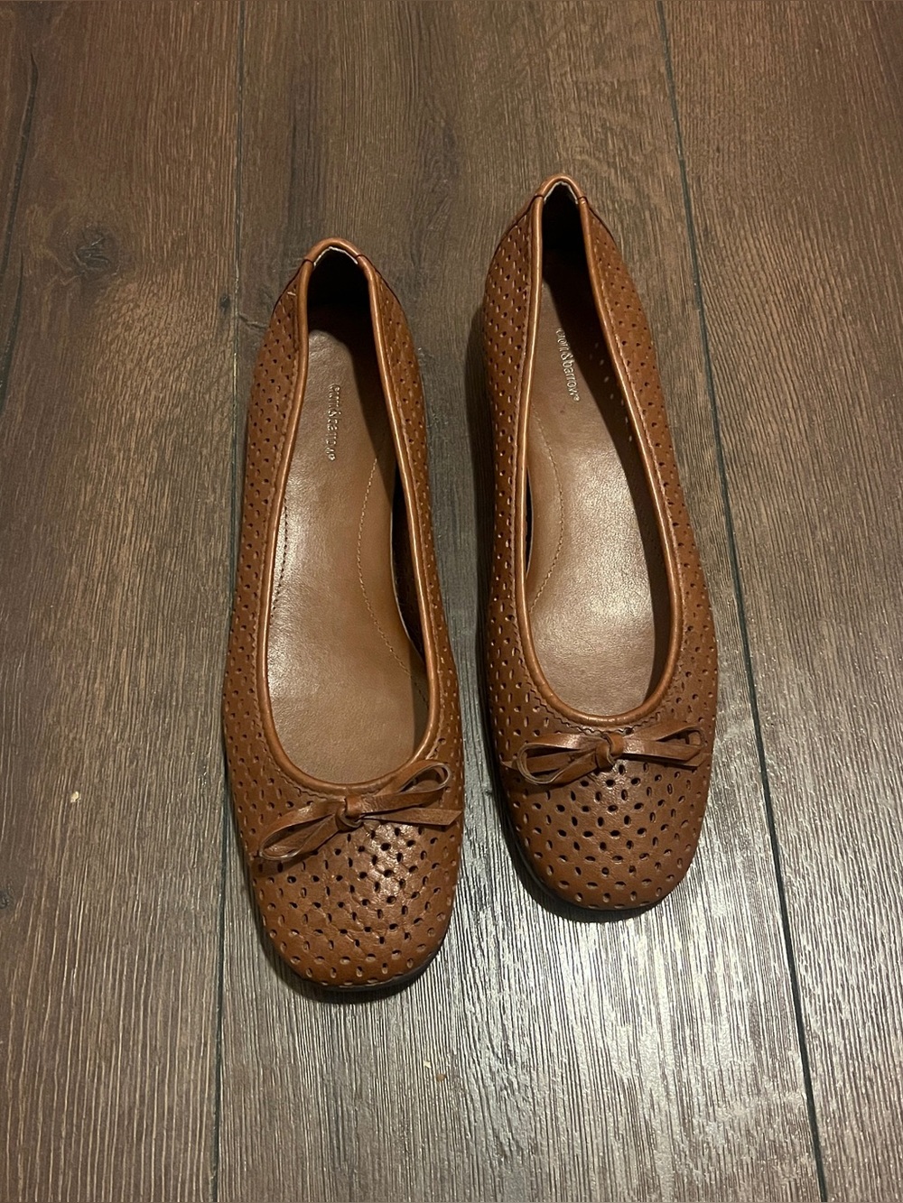 croft & barrow Tan Perforated Ballet Flats with Bow